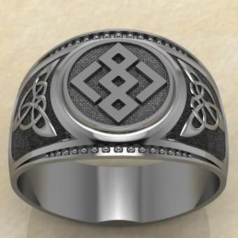 Печатка с Славянским оберегом Громовик летящий из серебра