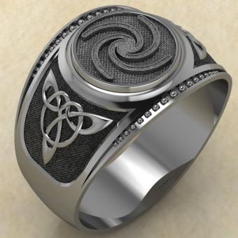 Кольцо печатка с Славянским оберегом Исток из серебра