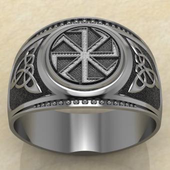 Печатка с Славянским оберегом Коловрат посолонь из серебра