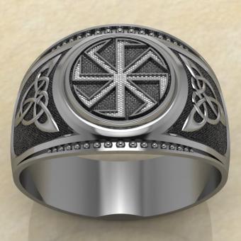 Печатка с Славянским оберегом Коловрат противосолонь из серебра