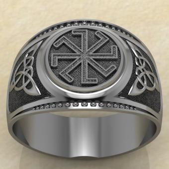 Печатка с Славянским оберегом Колядник из серебра