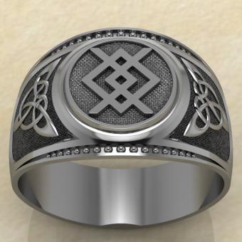 Печатка с Славянским оберегом Купало из серебра