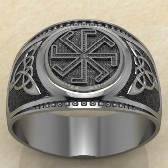 Печатка с Славянским оберегом Ладинец из серебра