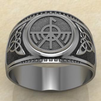 Печатка с Славянским оберегом Огненный сокол из серебра