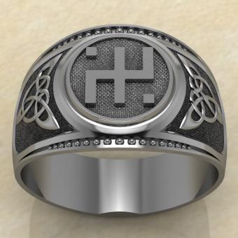 Печатка с Славянским оберегом Огневица из серебра