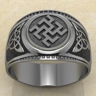 Печатка с Славянским оберегом Рыжик из серебра