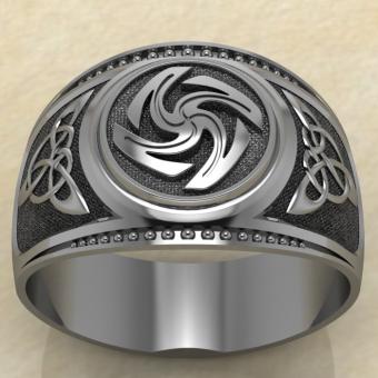 Печатка с Славянским оберегом Вайга из серебра