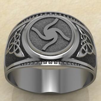 Печатка с Славянским оберегом Велесовик из серебра