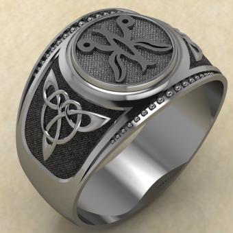 Кольцо печатка с Славянским оберегом Жива из серебра