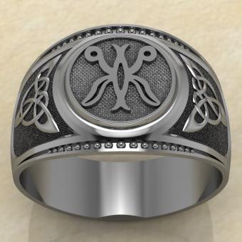 Печатка с Славянским оберегом Жива из серебра