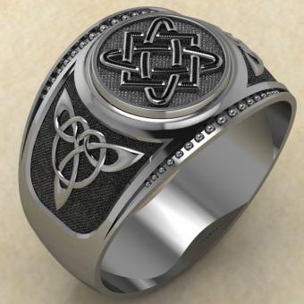 Кольцо печатка с Славянским оберегом Звезда Лады из серебра