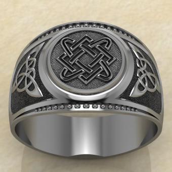 Печатка с Славянским оберегом Звезда Лады из серебра