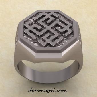 Кольцо со славянским оберегом Родимич из серебра