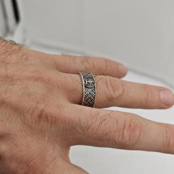 Кольцо с Славянским оберегом чертог Тура из серебра