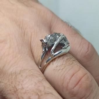 Славянские Кольцо с Волк из серебра