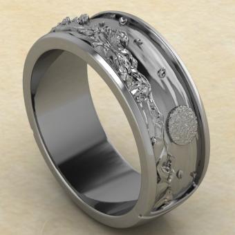 кольцо «Японская волна» из серебра — ожившая гравюра Хокусая