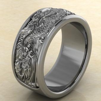 Купить кольцо с японским драконом из серебра — талисман ветра и воды