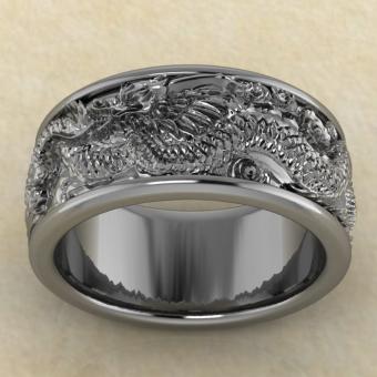 Купить кольцо с японским драконом из серебра