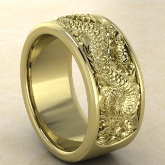 Купить кольцо с японским драконом из золота