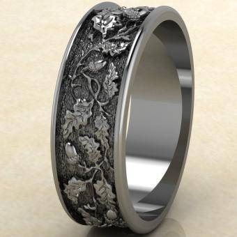 Кольцо с дубовыми листьями и желудями