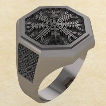 Кольцо-оберег Шлем Ужаса из серебра