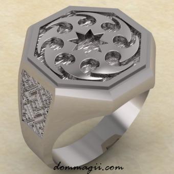 Перстень с Солнцеворотом из серебра