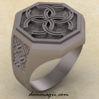Кольцо - перстень с Славянским оберегом Свадебник из серебра