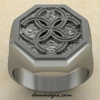 Перстень с Славянским оберегом Свадебник из серебра