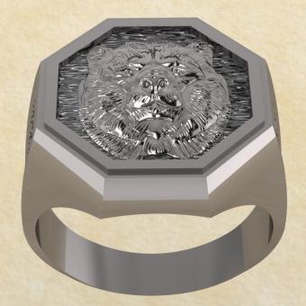 Славянское Кольцо Велеса с медведем из серебра