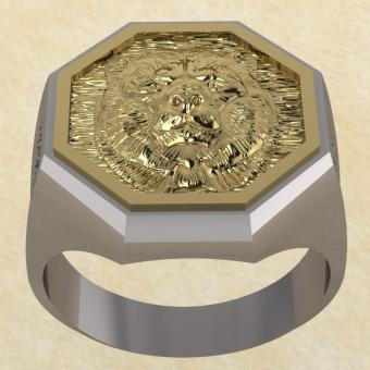 Славянское Кольцо Велеса с медведем из серебра с золотом