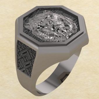 Кольцо Велеса с медведем серебро