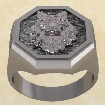 Славянское Кольцо Велеса с волком из серебра