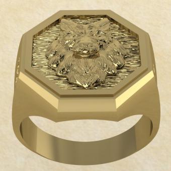 Славянское Кольцо Велеса с волком из золота