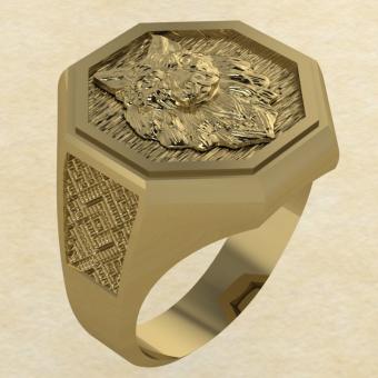 Кольцо Велеса с волком золото