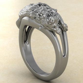 Кольцо с оберегом Волк из серебра