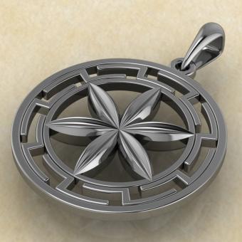 Славянский оберег Колесо Перуна в протуберанцах серебро