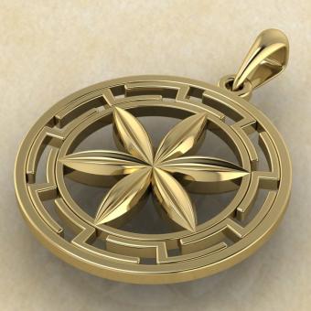 Славянский оберег Колесо Перуна в протуберанцах золото