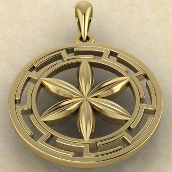 подвеска Колесо Перуна в протуберанцах золото