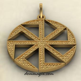 Коловрат двухсторонний восьмилучевой из золота