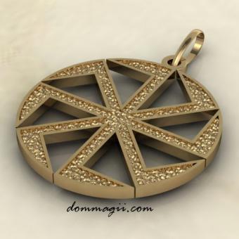 Славянский оберег Коловрат двухсторонний из золота