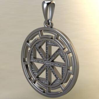 Славянский оберег Двухсторонний Коловрат в протуберанцах серебро