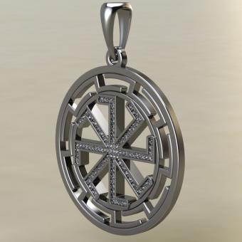 Славянский оберег Колядник-Ладинец в протуберанцах серебро