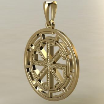 Славянский оберег Колядник-Ладинец в протуберанцах золото