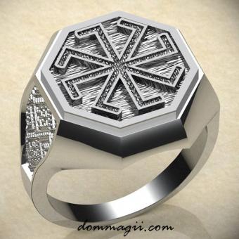 Кольцо с Славянским оберегом Колядник из серебра