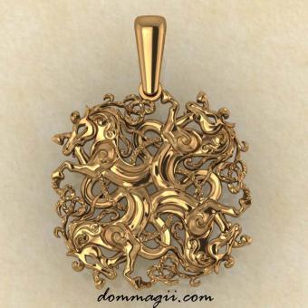 Подвеска Оберег Коневик из красного золота