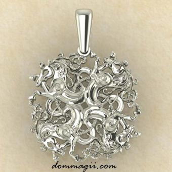 Подвеска Оберег Коневик из белого золота