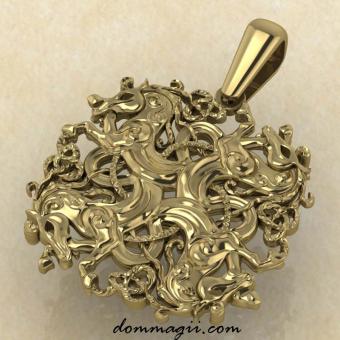 Оберег Коневик из желтого золота