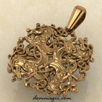 Оберег Коневик из красного золота