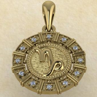 Подвеска Козерог золото с бриллиантами