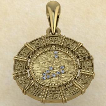 Знак зодиака Подвеска Козерог золото с бриллиантами